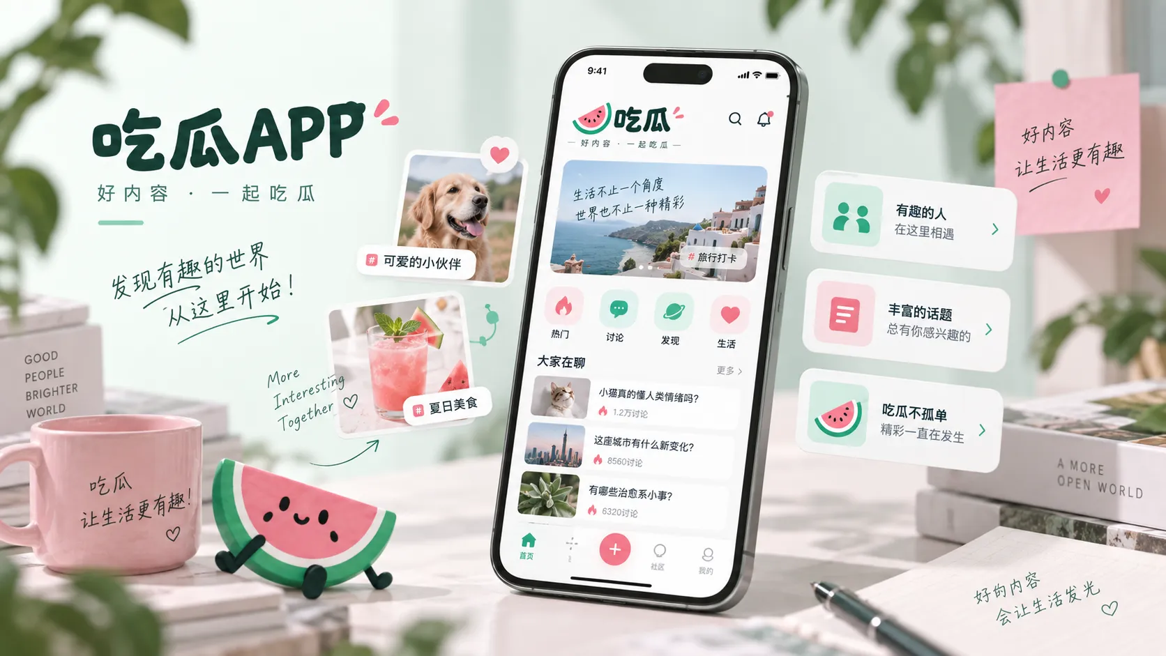 吃瓜移动阅读与应用主题配图